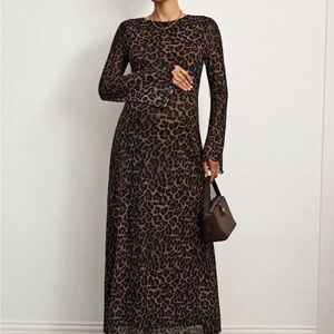 SHEIN Chic Animal Print Long Sleeve Dress